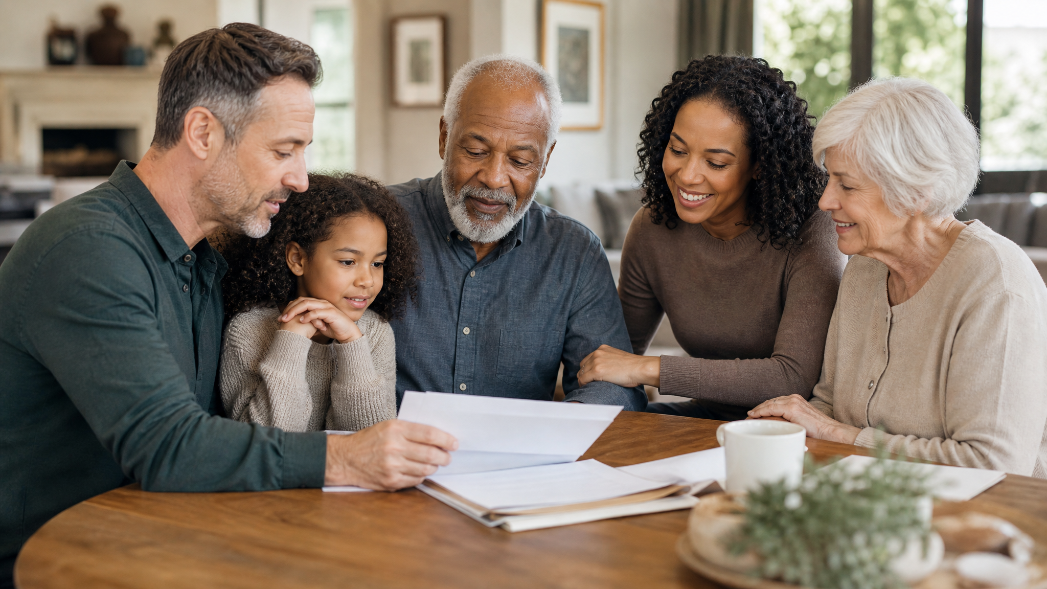 Family reviewing official state divorce forms online