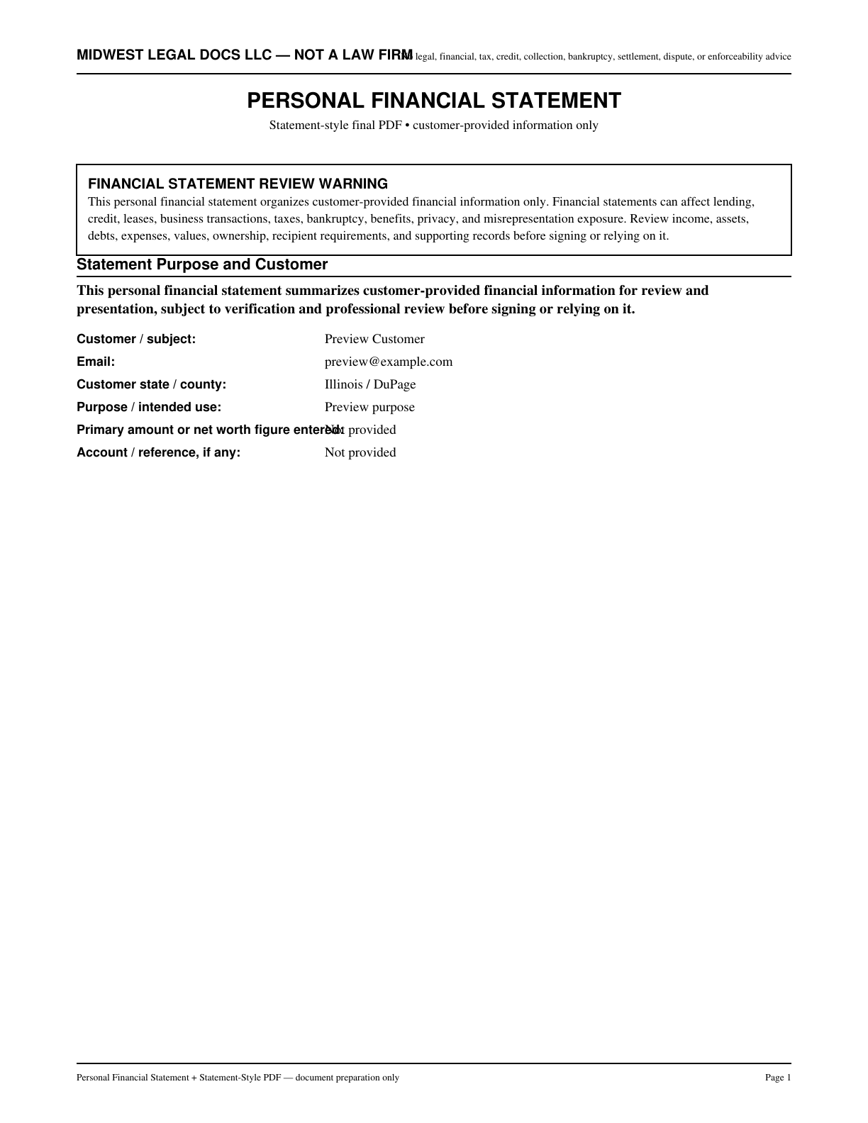 Page 1 preview of the actual Promissory Note form